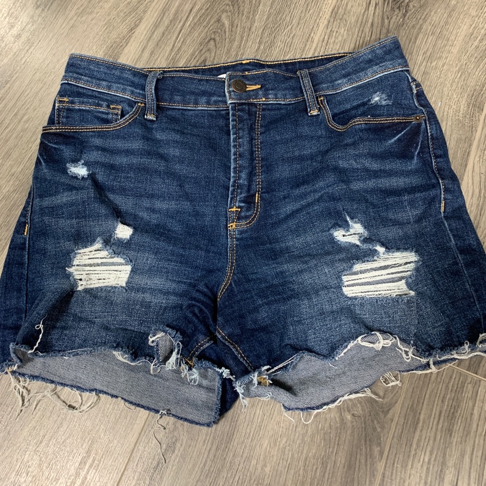 Old Navy high rise jean Distressed shorts sz 8 Secret Slim Pockets